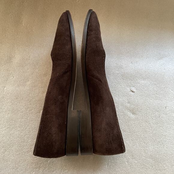 Vintage Harold's Shoes Women US 6.5 B Brown Suede Leather Slip On Flats Italy‎ - Picture 6 of 10